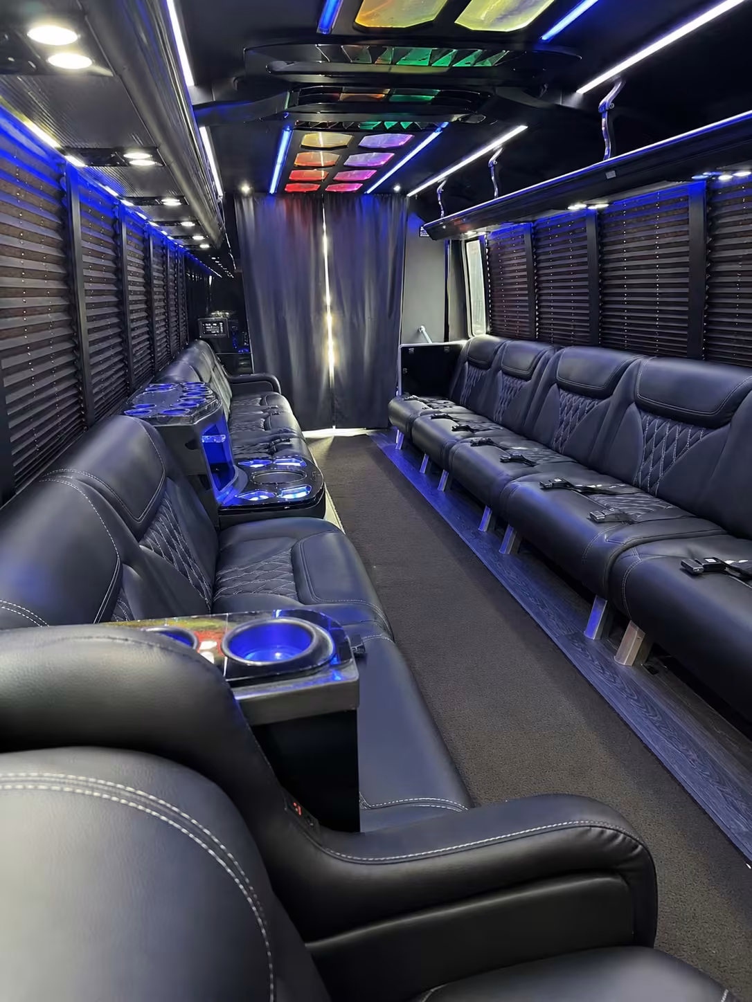 18 passenger party bus inside